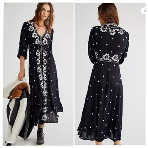 Free People Embroidered Fable Midi Dress
